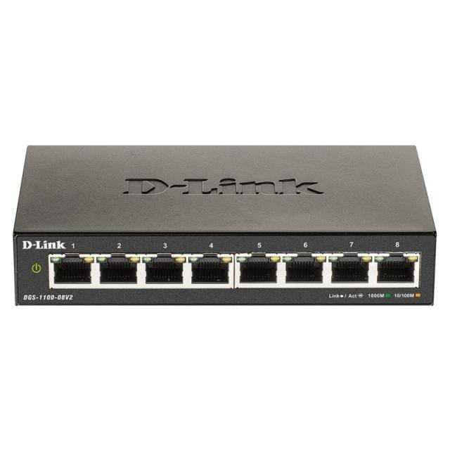 D-Link - DGS-1100-08V2 Gestionado L2 Gigabit Ethernet (10/100/1000) Negro