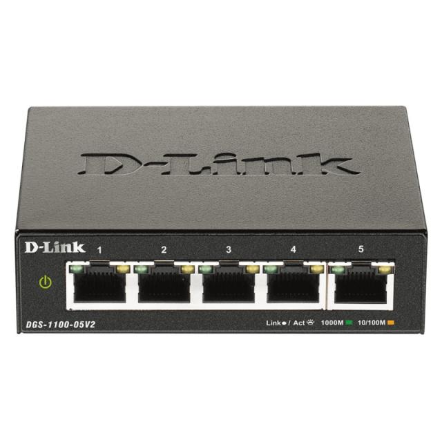 D-Link - DGS-1100-05V2/B switch Gestionado L2 Gigabit Ethernet (10/100/1000) Negro