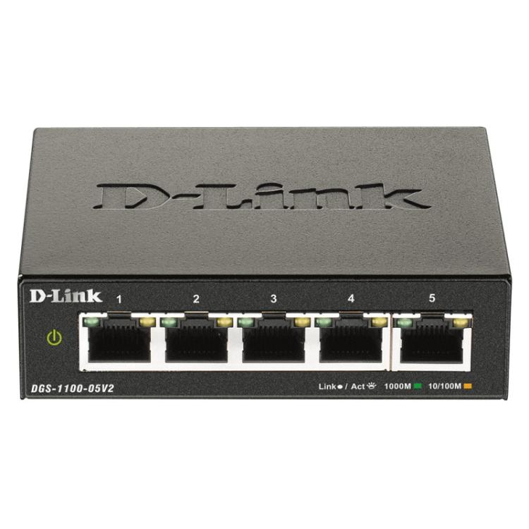 D-Link - DGS-1100-05V2/B switch Gestionado L2 Gigabit Ethernet (10/100/1000) Negro