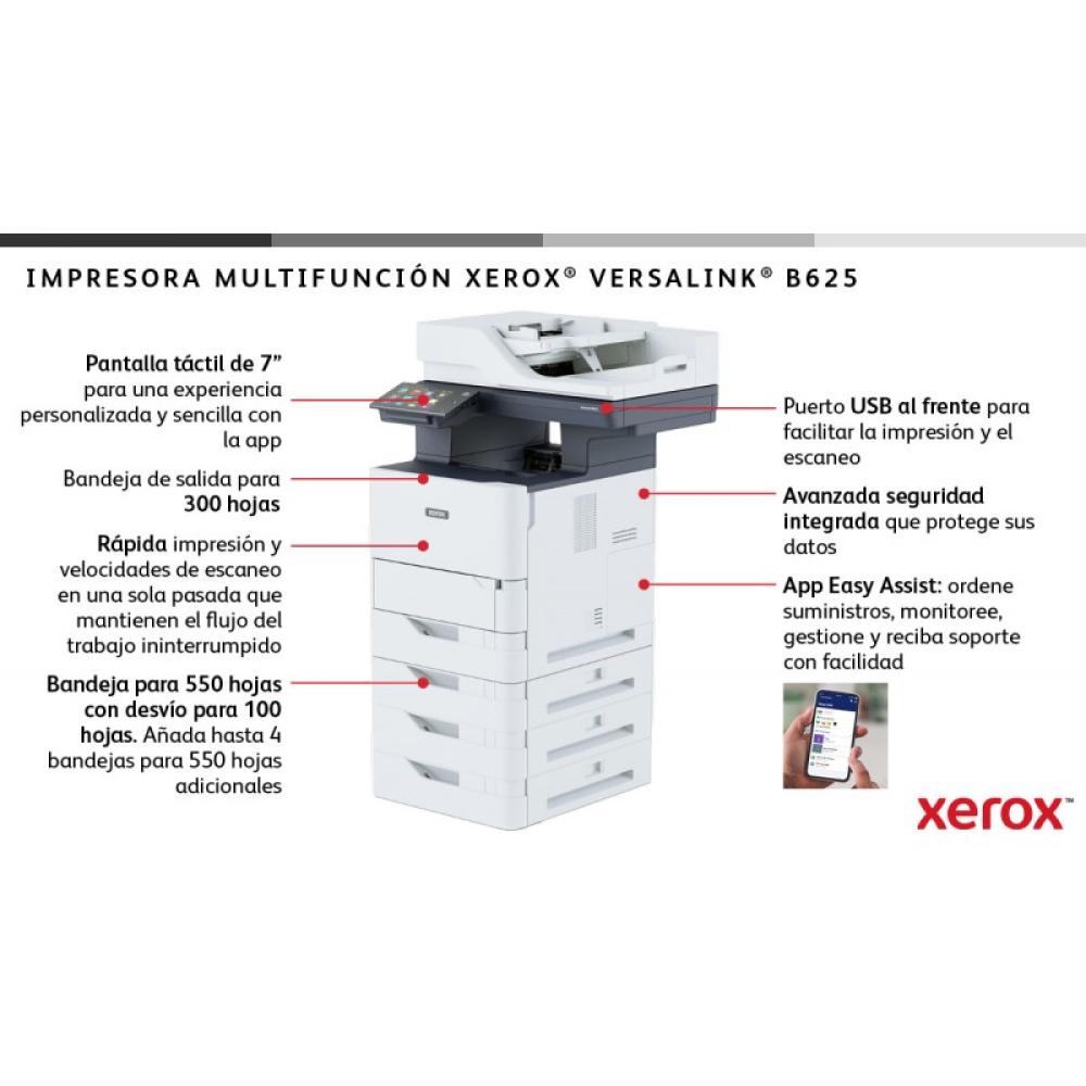 Xerox - VersaLink B625 A4 61 ppm Copia/impresión/escaneado/fax a doble cara PS3 PCL5e/6 2 bandejas 650 hojas