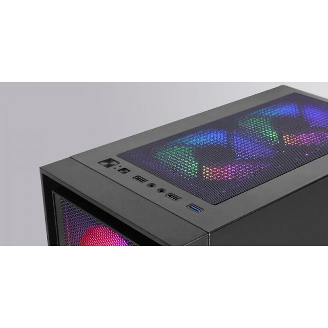 Mars Gaming - MC-AIR, Caja Gaming ATX, 4x Ventiladores FRGB Rainbow 120mm, Panel Frontal Mesh, Ventana Lateral Completa - MC-AIR