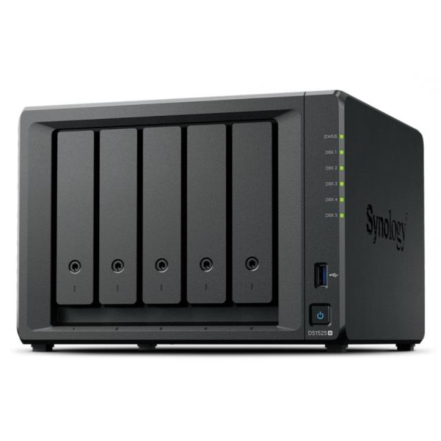 Synology - DiskStation DS1525+ servidor de almacenamiento NAS Ryzen Embedded V1500B 8 GB DDR4 0 TB Negro