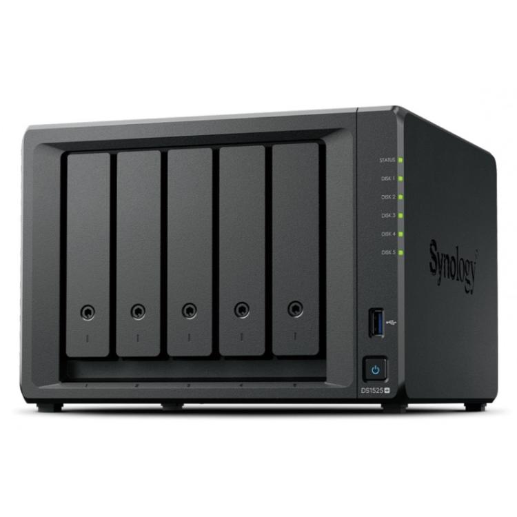 Synology - DiskStation DS1525+ servidor de almacenamiento NAS Ryzen Embedded V1500B 8 GB DDR4 0 TB Negro