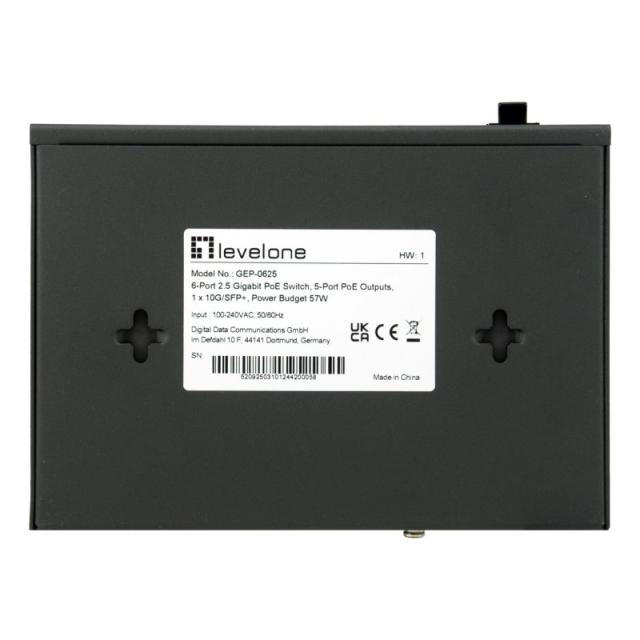 LevelOne - GEP-0625 switch No administrado 2.5G Ethernet (100/1000/2500) Energía sobre Ethernet (PoE) Negro