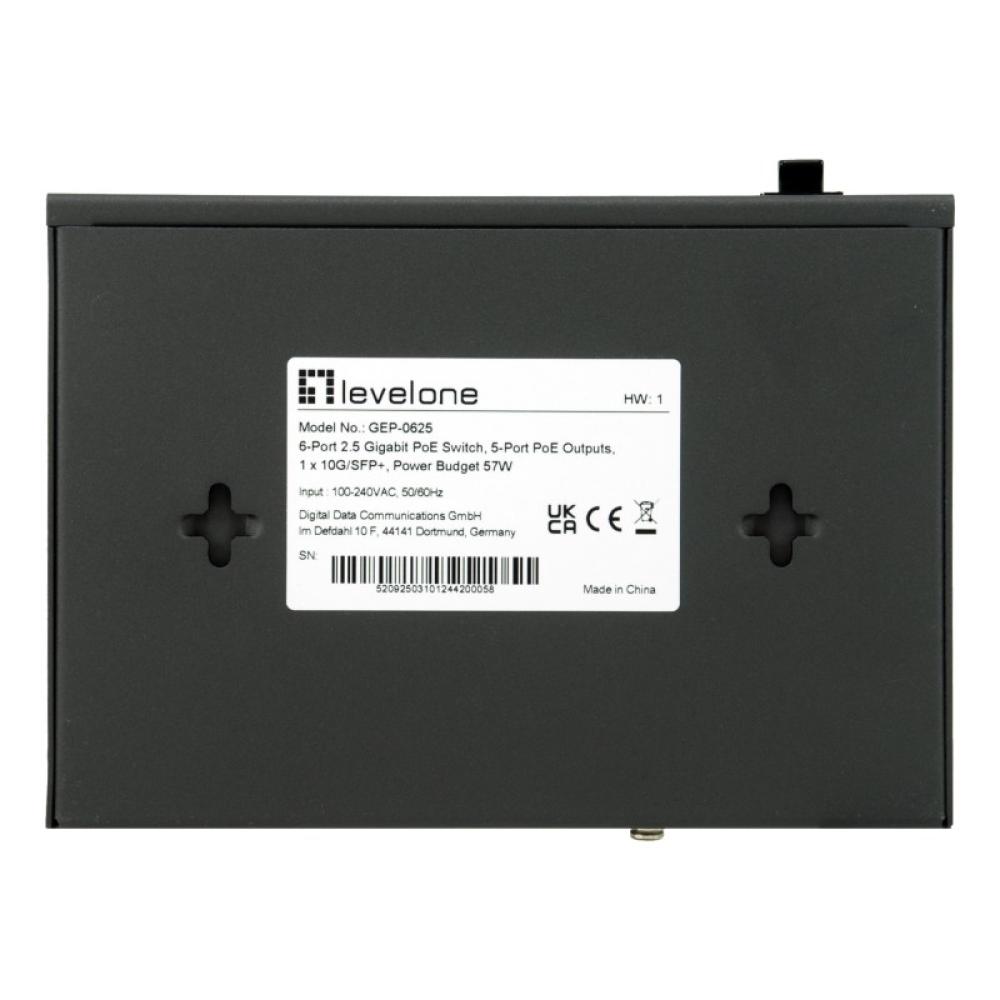 LevelOne - GEP-0625 switch No administrado 2.5G Ethernet (100/1000/2500) Energía sobre Ethernet (PoE) Negro