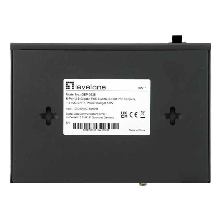 LevelOne - GEP-0625 switch No administrado 2.5G Ethernet (100/1000/2500) Energía sobre Ethernet (PoE) Negro