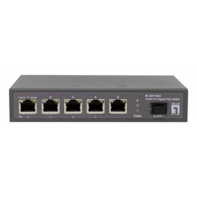 LevelOne - GEP-0625 switch No administrado 2.5G Ethernet (100/1000/2500) Energía sobre Ethernet (PoE) Negro