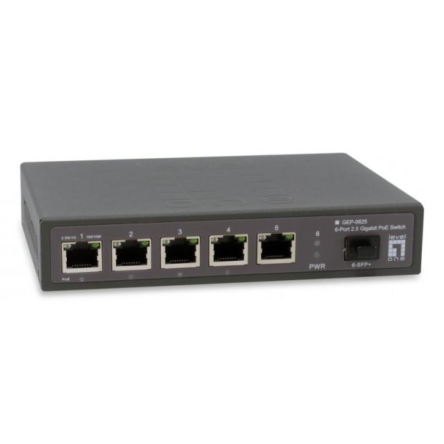 LevelOne - GEP-0625 switch No administrado 2.5G Ethernet (100/1000/2500) Energía sobre Ethernet (PoE) Negro