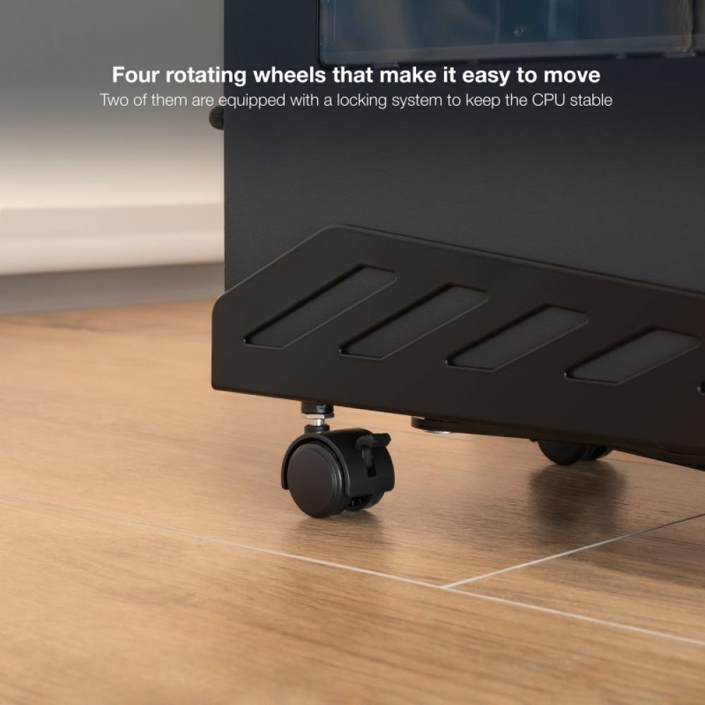TooQ - Soporte metálico para CPU de suelo con ruedas - UMCS0024-B