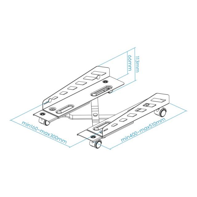 TooQ - Soporte metálico para CPU de suelo con ruedas - UMCS0024-B