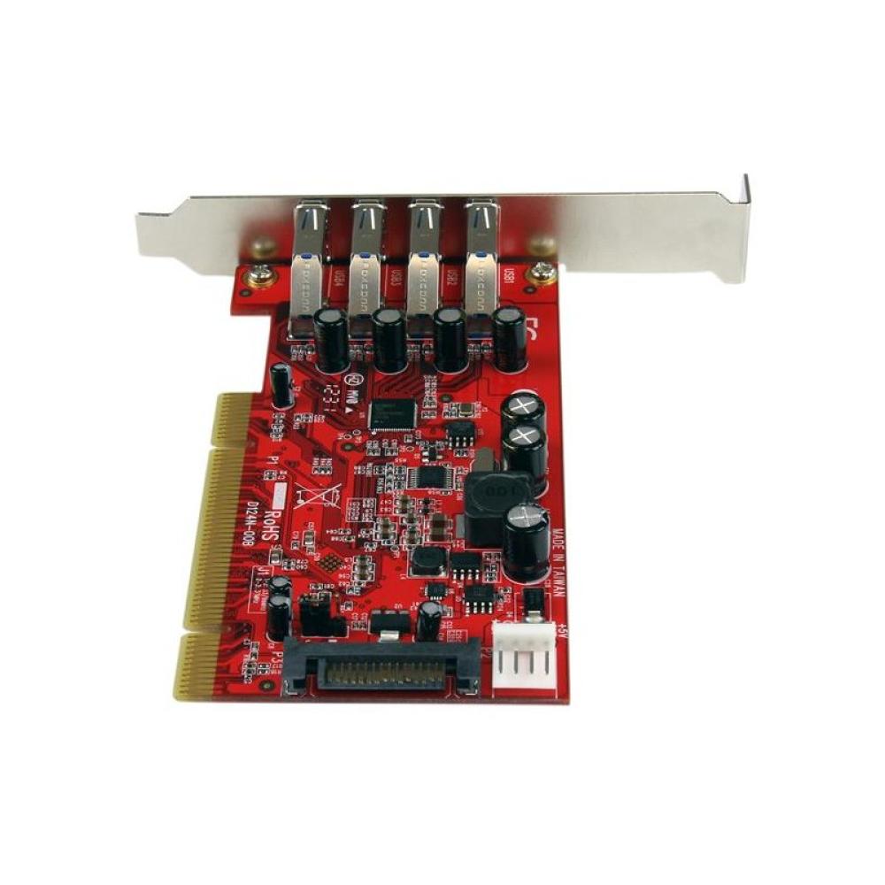 StarTech.com - Tarjeta Adaptador PCI USB 3.0 (5Gbps) SuperSpeed 4 Puertos Con Alimentación SATA LP4 - Hub Concentrador Interno -