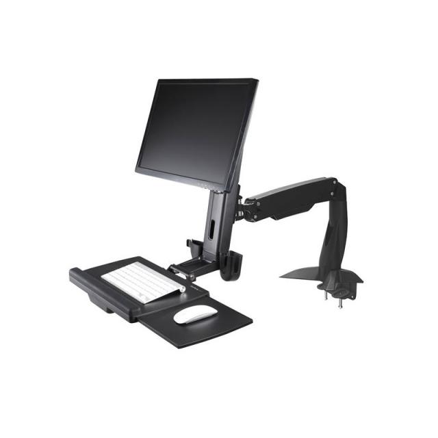 StarTech.com - Brazo de Soporte de Pie y Sentado - Brazo Ajustable de Montaje en Escritorio de Pie o Sentado para Un Monitor VES