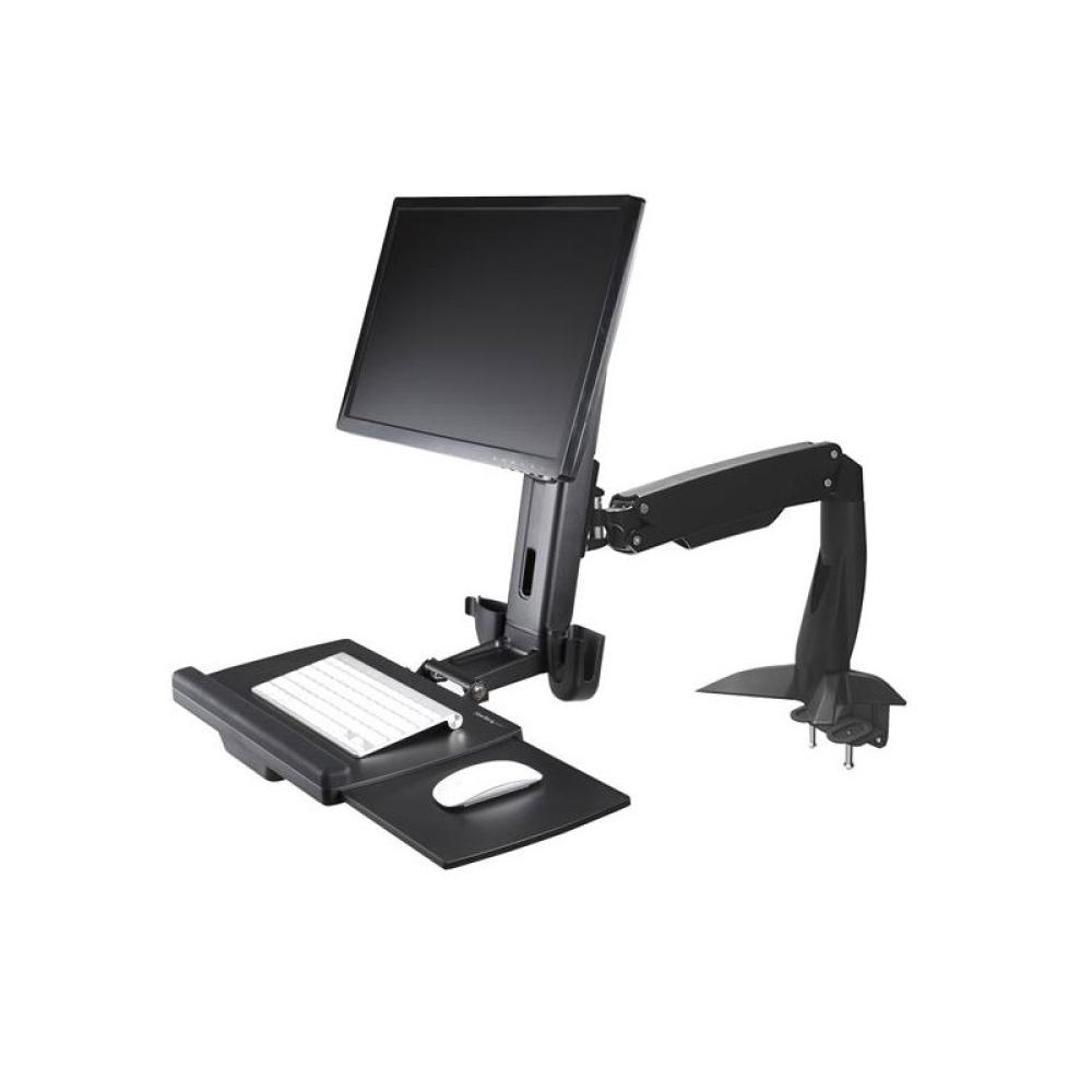 StarTech.com - Brazo de Soporte de Pie y Sentado - Brazo Ajustable de Montaje en Escritorio de Pie o Sentado para Un Monitor VES