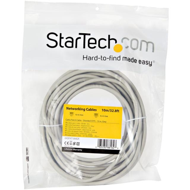 StarTech.com - Cable 10m Ethernet CAT6a - Cable de Red de 10 Gigabits Blindado Snagless RJ45 PoE de 100W - Latigui - 6ASPAT10MGR