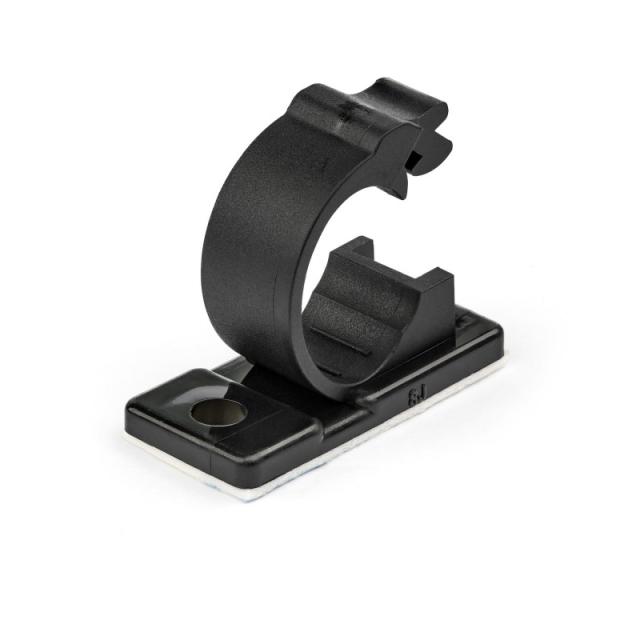 StarTech.com - 100 Clips de Gestión de Cableado Adhesivos - Negro - Organizador de Cableado para Escritorios/Oficinas - - CBMCC2