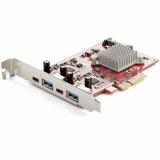 StarTech.com - Tarjeta PCIe de 4 Puertos USB - Tarjeta de Expansión PCI Express USB de 10Gbps con 2 Controladores - 2 Puertos US