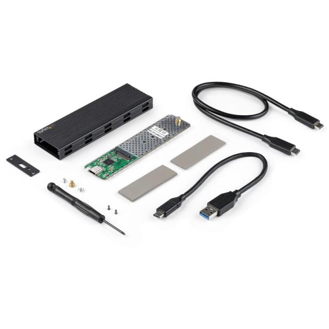 StarTech.com - Caja Externa USB-C de 10Gbps a NVMe M.2 or SSD SATA M.2 - Carcasa de Aluminio Portátil para SSD NGFF M.2 PCIe/SAT