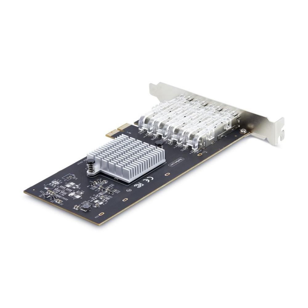 StarTech.com - Tarjeta PCIe 2.1x2 (Compatible con x4, x8 y x16) de Red de Fibra Óptica/Cobre Ethernet 1Gb SFP de 4 Puertos - Chi