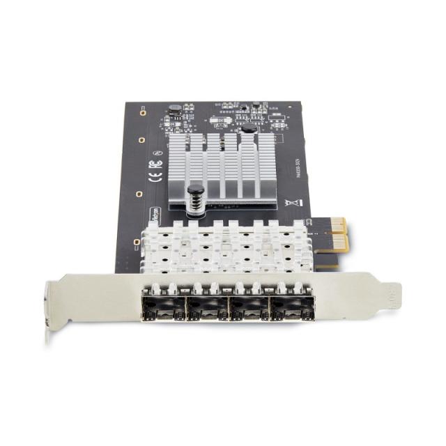 StarTech.com - Tarjeta PCIe 2.1x2 (Compatible con x4, x8 y x16) de Red de Fibra Óptica/Cobre Ethernet 1Gb SFP de 4 Puertos - Chi