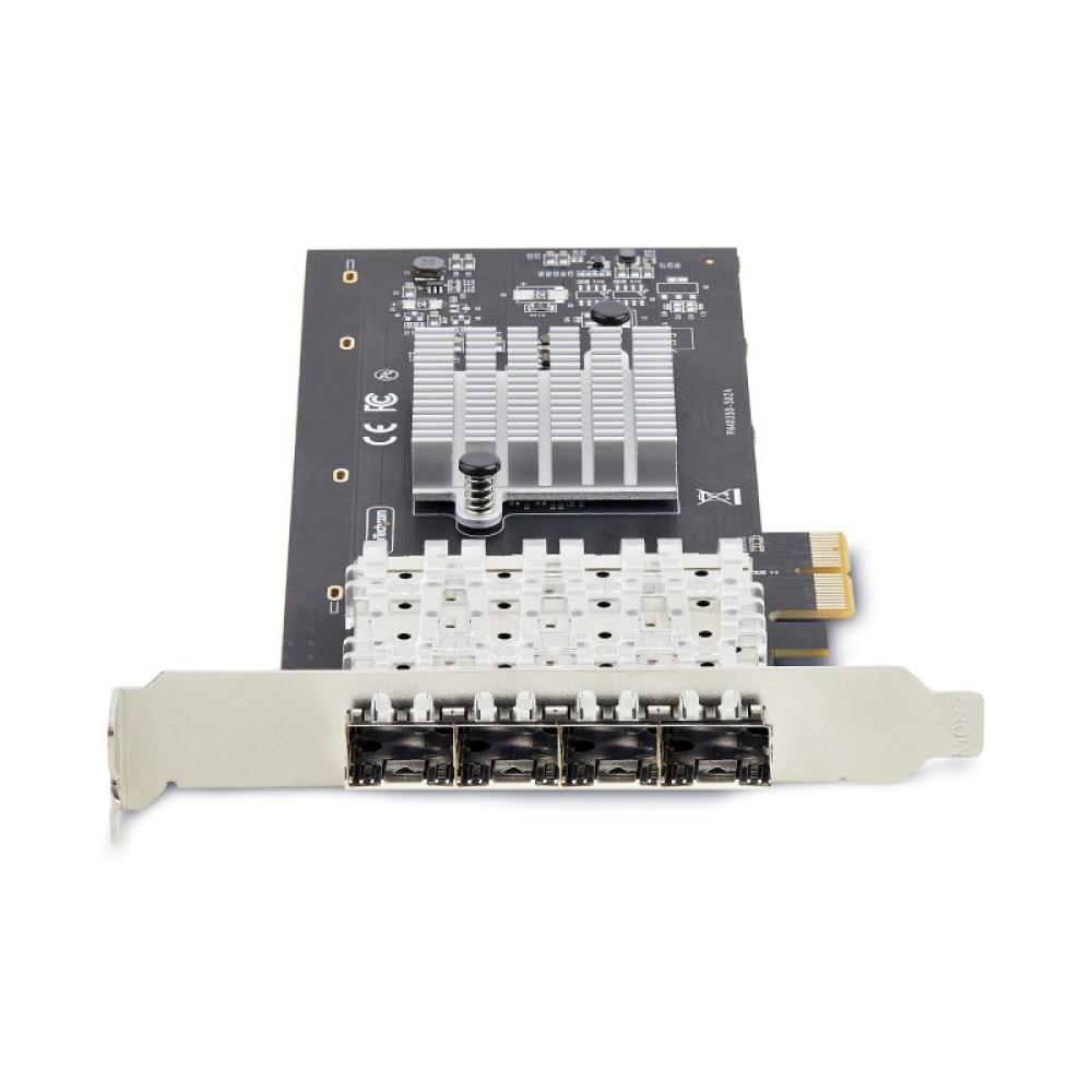 StarTech.com - Tarjeta PCIe 2.1x2 (Compatible con x4, x8 y x16) de Red de Fibra Óptica/Cobre Ethernet 1Gb SFP de 4 Puertos - Chi