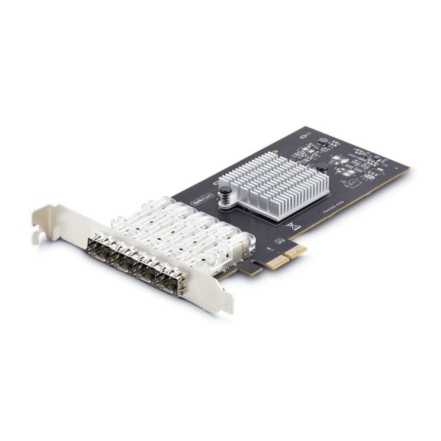 StarTech.com - Tarjeta PCIe 2.1x2 (Compatible con x4, x8 y x16) de Red de Fibra Óptica/Cobre Ethernet 1Gb SFP de 4 Puertos - Chi