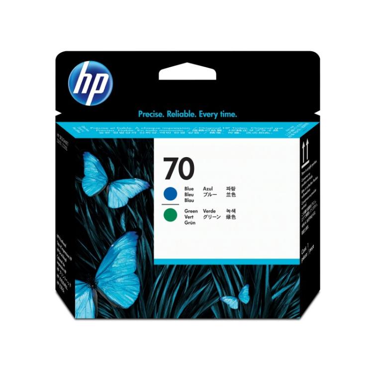 HP - Cabezal de impresión DesignJet 70 azul y verde