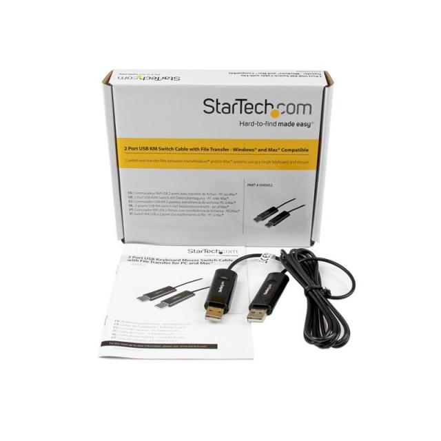 StarTech.com - Cable Switch Conmutador KM USB de 2 Puertos con Transferencia de Datos Archivos para Mac o PC