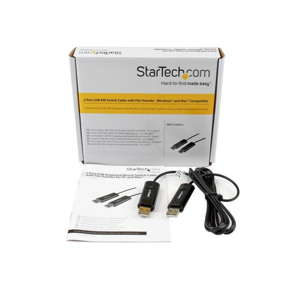 StarTech.com - Cable Switch Conmutador KM USB de 2 Puertos con Transferencia de Datos Archivos para Mac o PC