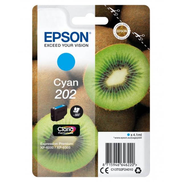 Epson - Kiwi Singlepack Cyan 202 Claria Premium Ink