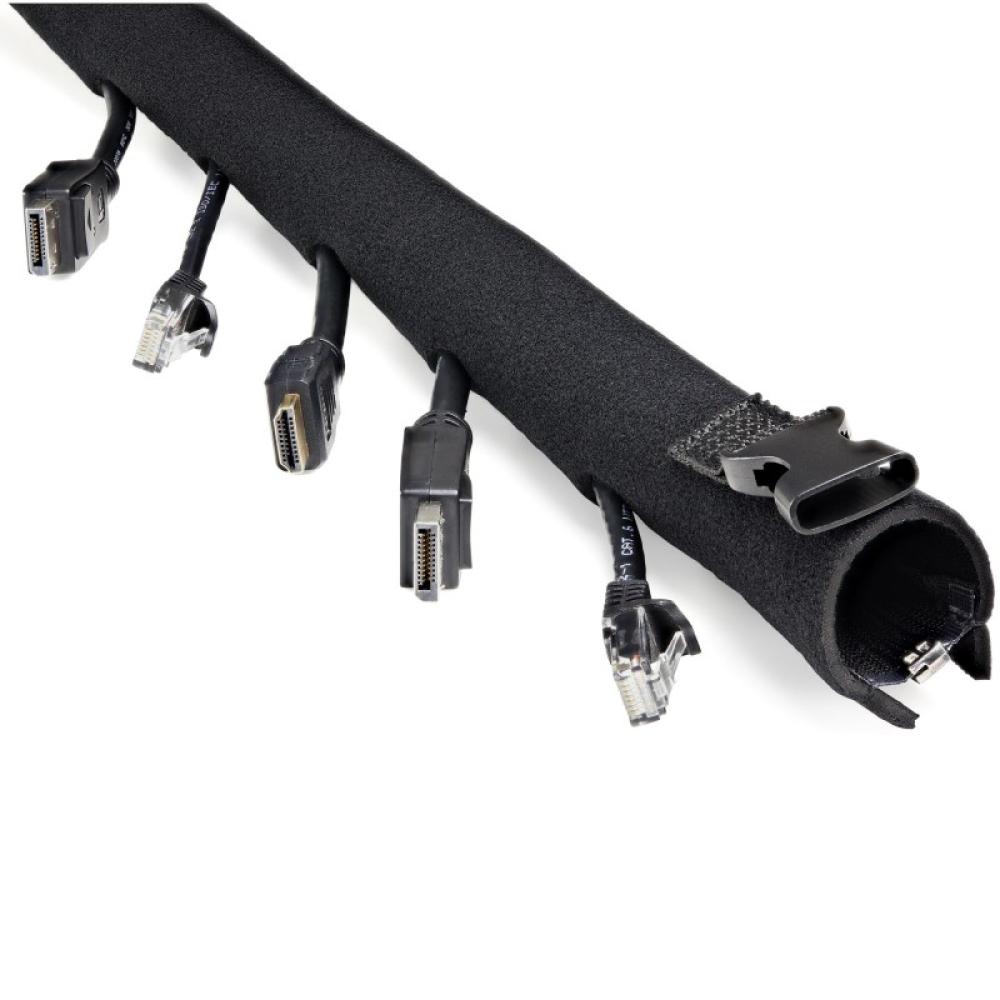 StarTech.com - Manga de 1m de Neopreno con Cremallera para Gestión de Cableado - con 3cm de Diámetro - para Administración de Ca