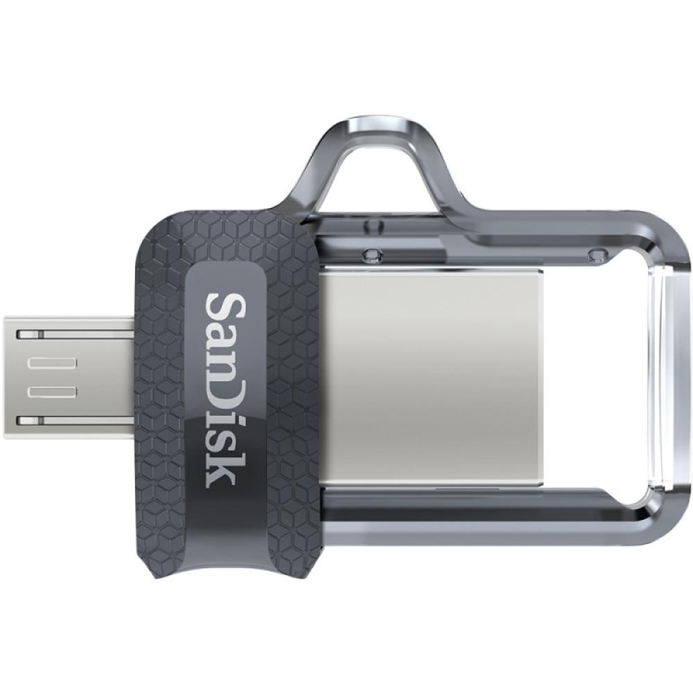 SanDisk - Ultra Dual m3.0 unidad flash USB 256 GB USB Type-A / Micro-USB 3.2 Gen 1 (3.1 Gen 1) Negro, Plata, Transparente