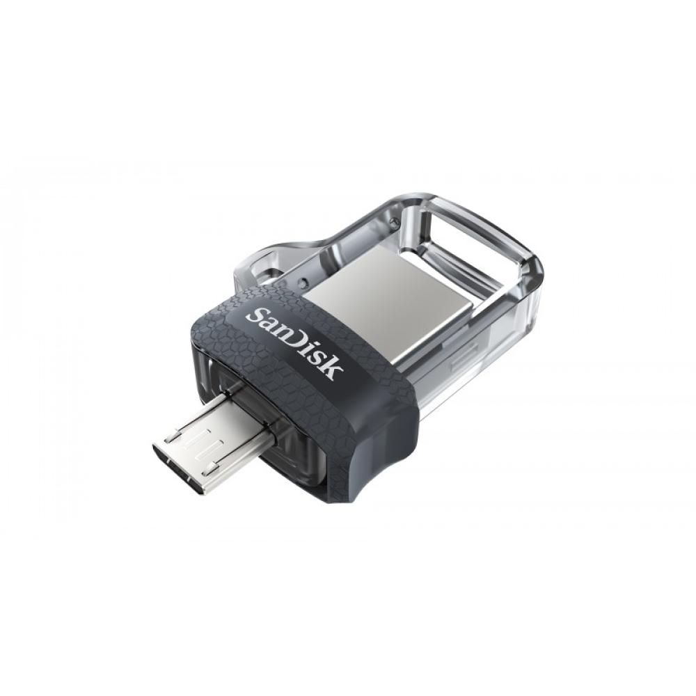 SanDisk - Ultra Dual m3.0 unidad flash USB 256 GB USB Type-A / Micro-USB 3.2 Gen 1 (3.1 Gen 1) Negro, Plata, Transparente