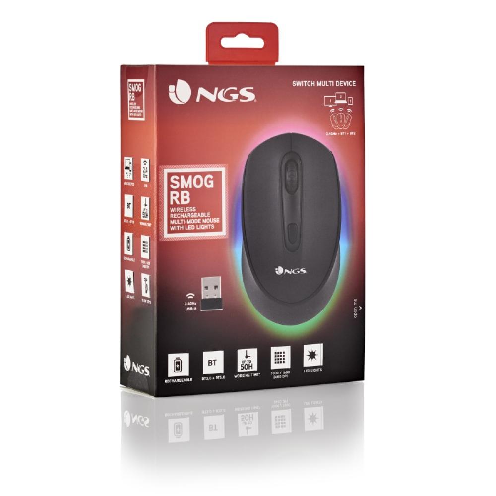 NGS - SMOG-RB ratón Juego Ambidextro RF Wireless + Bluetooth Óptico 2400 DPI