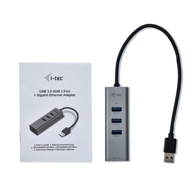 i-tec - Metal USB 3.0 HUB 3 Port + Gigabit Ethernet Adapter