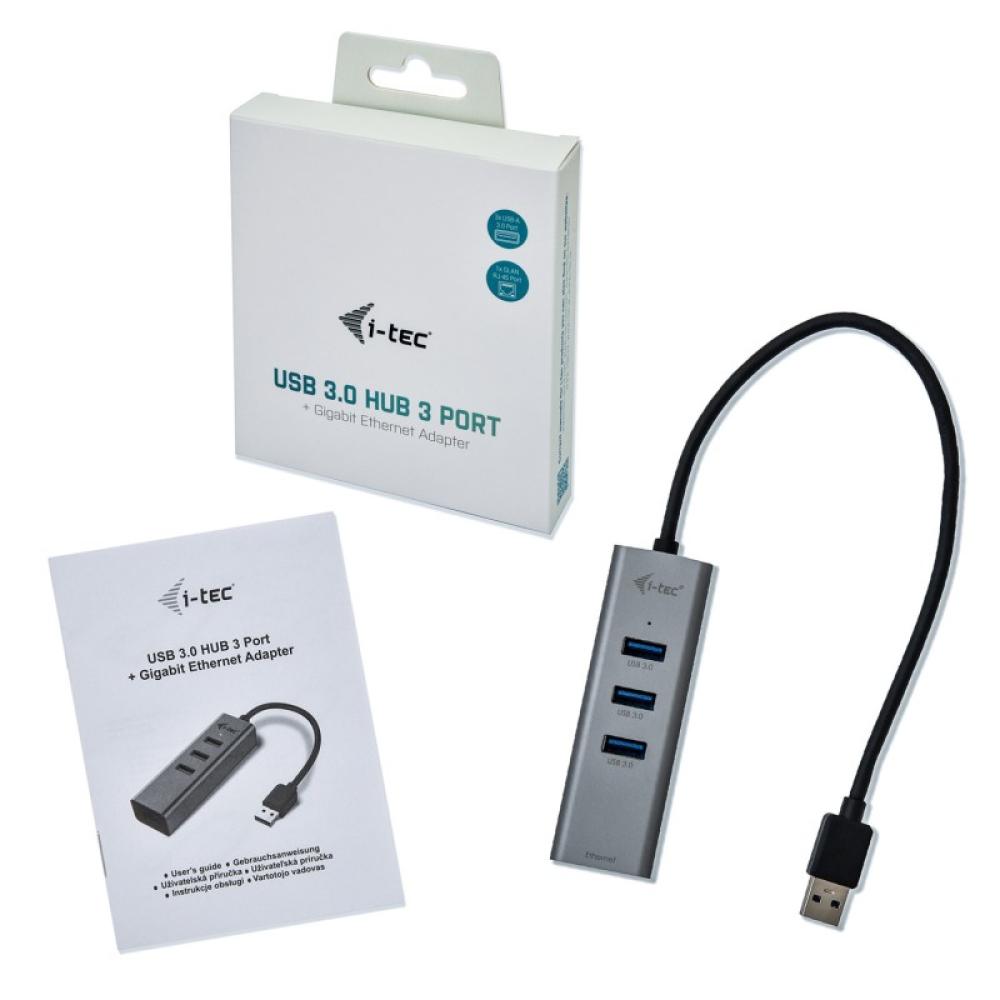 i-tec - Metal USB 3.0 HUB 3 Port + Gigabit Ethernet Adapter