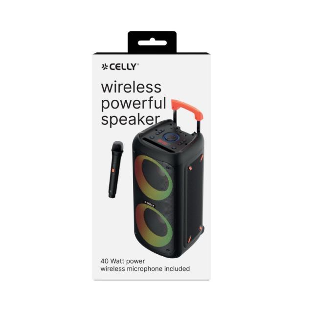 Celly - PARTYSPEAKERWLM altavoz portátil o de fiesta Altavoz para fiestas Negro 40 W