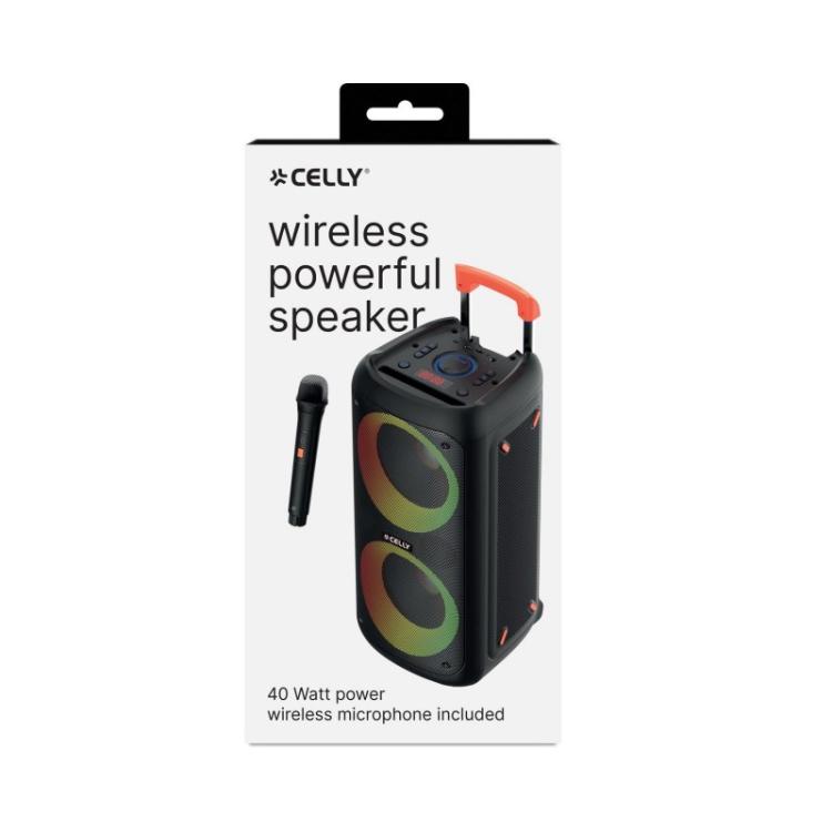 Celly - PARTYSPEAKERWLM altavoz portátil o de fiesta Altavoz para fiestas Negro 40 W