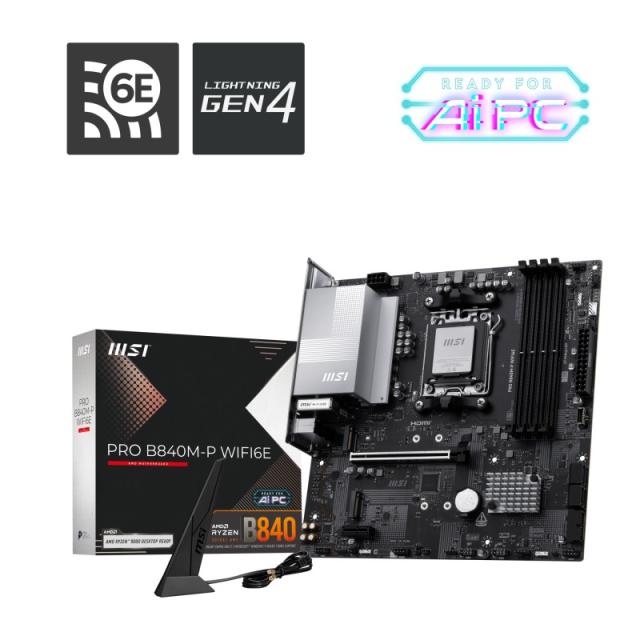 MSI - PRO B840M-P WIFI6E placa base AMD B840 Zócalo AM5 micro ATX