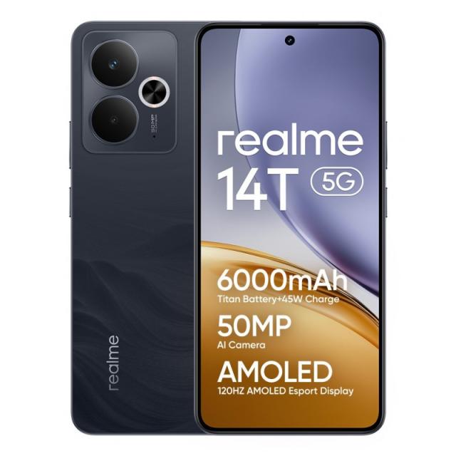 realme - 14T 16,9 cm (6.67") Android 15 5G 8 GB 256 GB 6000 mAh Negro