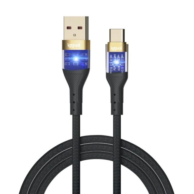 iggual - Cable USB-A a tipo C 3A 100 cm trenzado LED