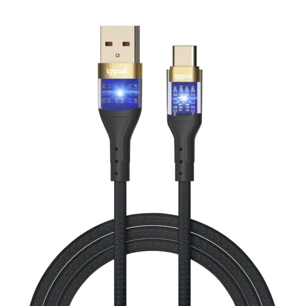 iggual - Cable USB-A a tipo C 3A 100 cm trenzado LED