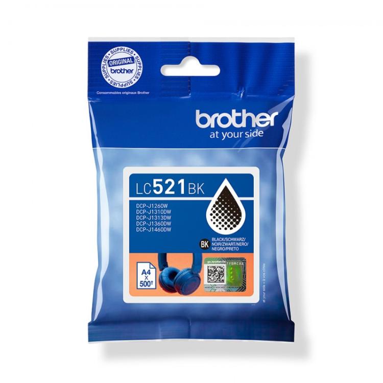Brother - LC521BK cartucho de tinta 1 pieza(s) Original Negro