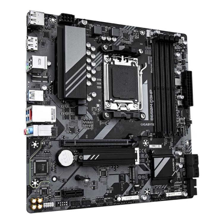 GIGABYTE - B650M D3HP Placa base - AMD Ryzen serie 9000, VRM de 5+2+2 fases, hasta 7600 MHz DDR5 (OC), 2xPCIe 4.0 M.2, LAN 2,5 G