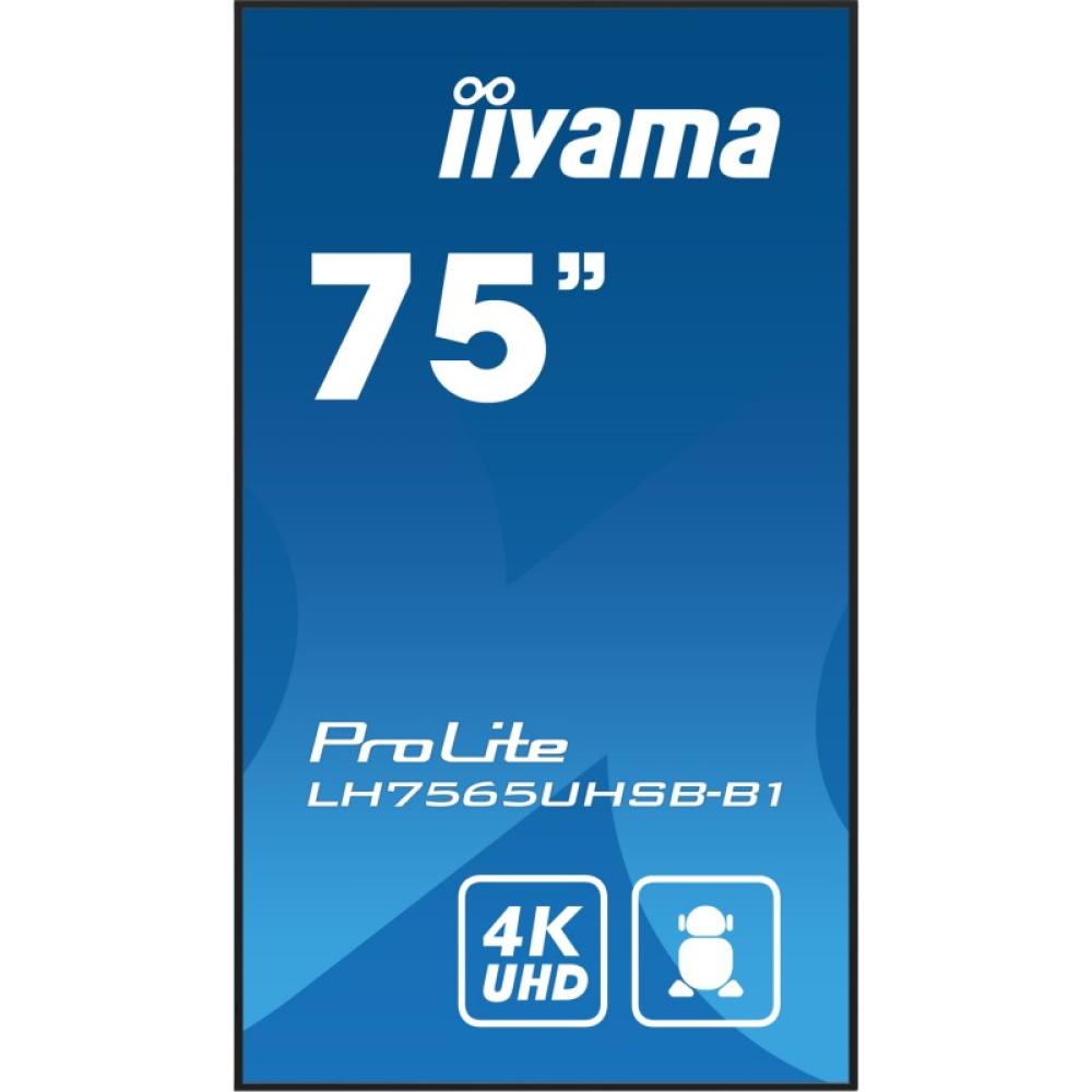 iiyama - LH7565UHSB-B1 pantalla de señalización Diseño de quiosco 189,2 cm (74.5") LED Wifi 800 cd / m² 4K Ultra HD Negro Proces
