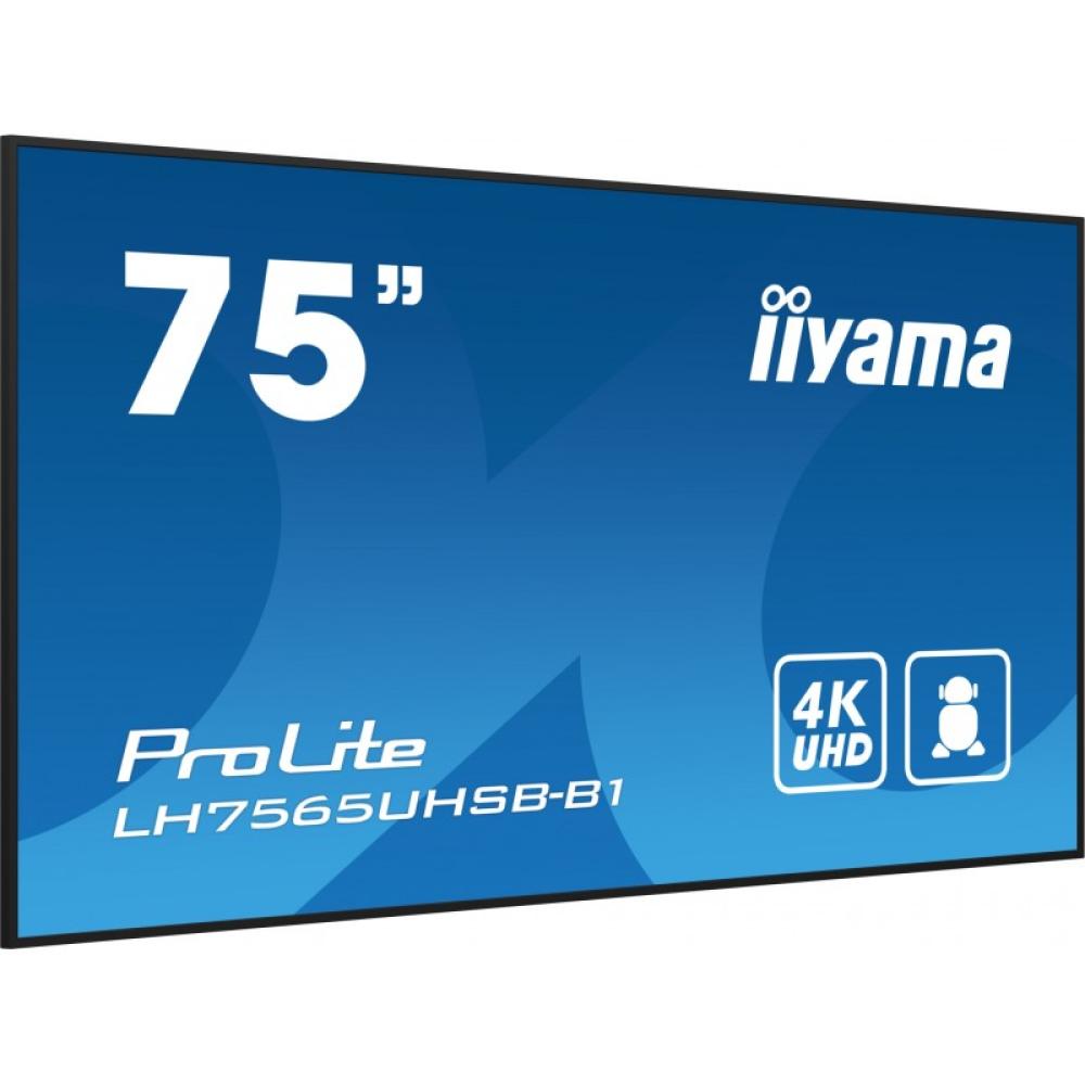 iiyama - LH7565UHSB-B1 pantalla de señalización Diseño de quiosco 189,2 cm (74.5") LED Wifi 800 cd / m² 4K Ultra HD Negro Proces