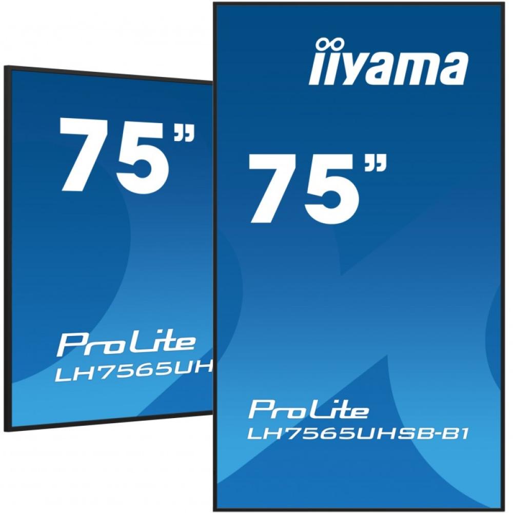 iiyama - LH7565UHSB-B1 pantalla de señalización Diseño de quiosco 189,2 cm (74.5") LED Wifi 800 cd / m² 4K Ultra HD Negro Proces