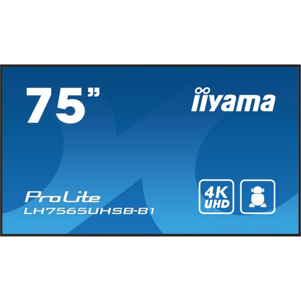 iiyama - LH7565UHSB-B1 pantalla de señalización Diseño de quiosco 189,2 cm (74.5") LED Wifi 800 cd / m² 4K Ultra HD Negro Proces