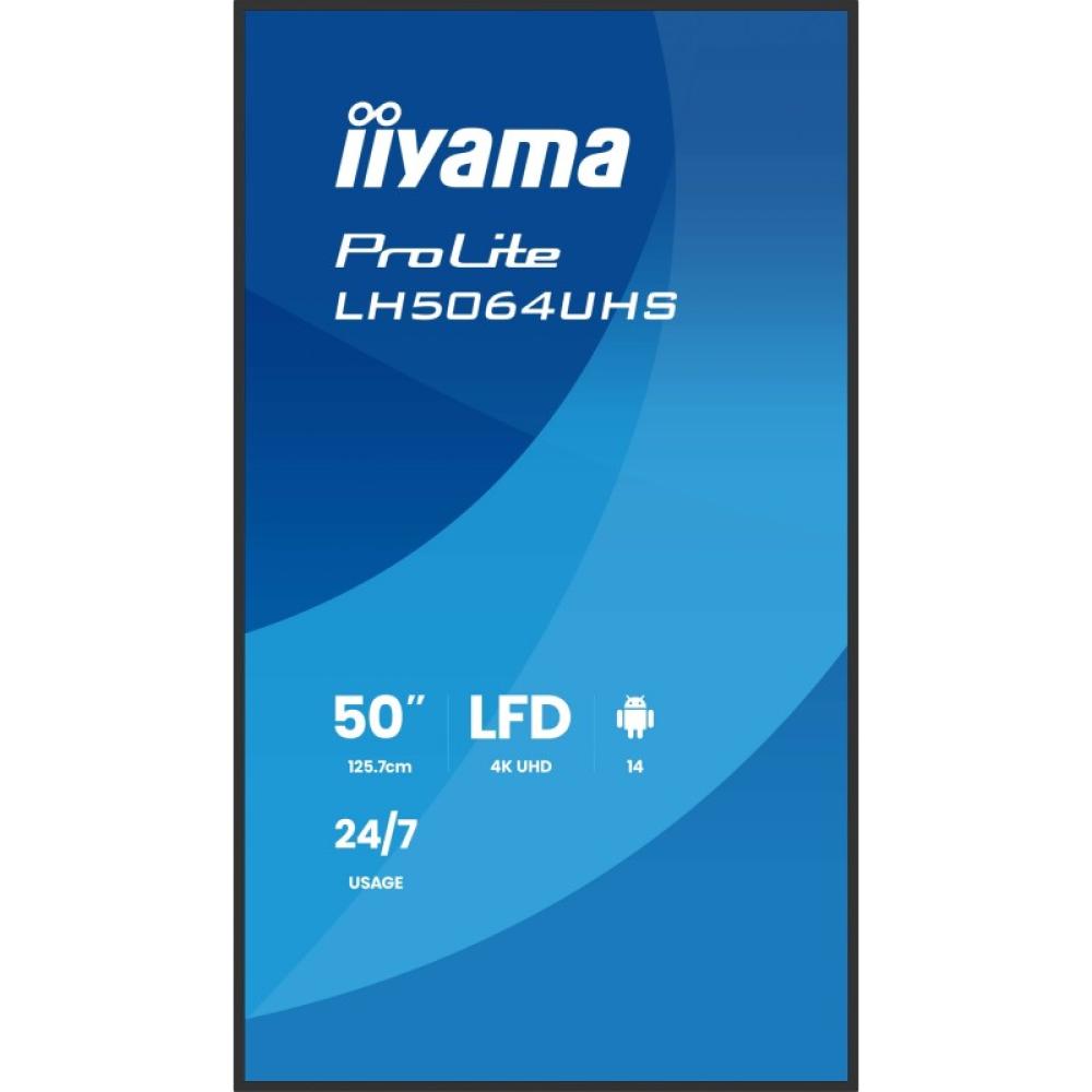 iiyama - LH5064UHS-B1AG pantalla de señalización Pantalla plana para señalización digital 127 cm (50") Wifi 500 cd / m² 4K Ultra