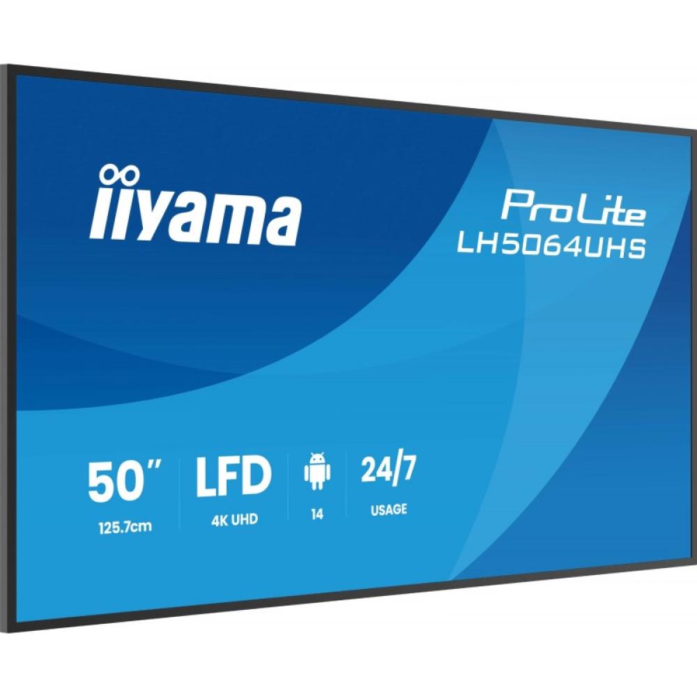 iiyama - LH5064UHS-B1AG pantalla de señalización Pantalla plana para señalización digital 127 cm (50") Wifi 500 cd / m² 4K Ultra