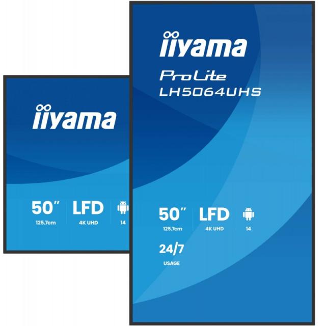 iiyama - LH5064UHS-B1AG pantalla de señalización Pantalla plana para señalización digital 127 cm (50") Wifi 500 cd / m² 4K Ultra